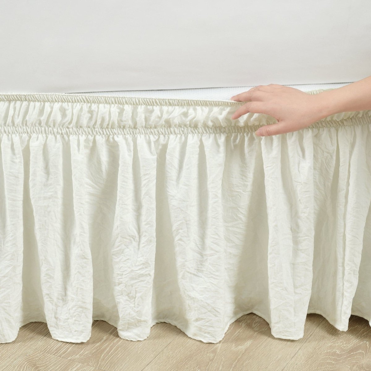 Ruched Ruffle Elastic Easy Wrap Around Bed Skirt - Quahog Bay Bedding