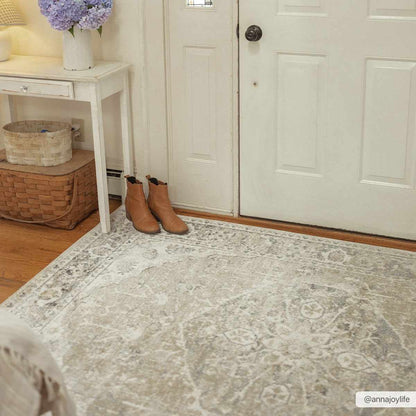 Rudo Beige Flat Pile Washable Rug - Quahog Bay Bedding