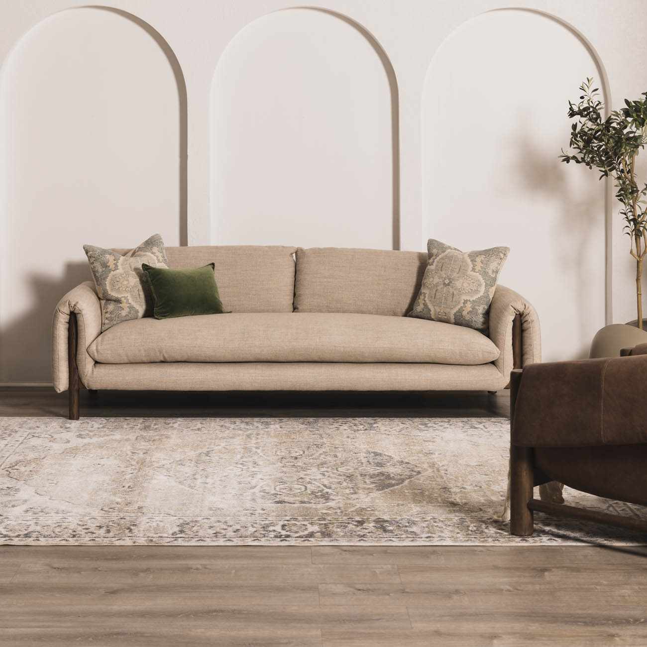 Rudo Beige Flat Pile Washable Rug - Quahog Bay Bedding