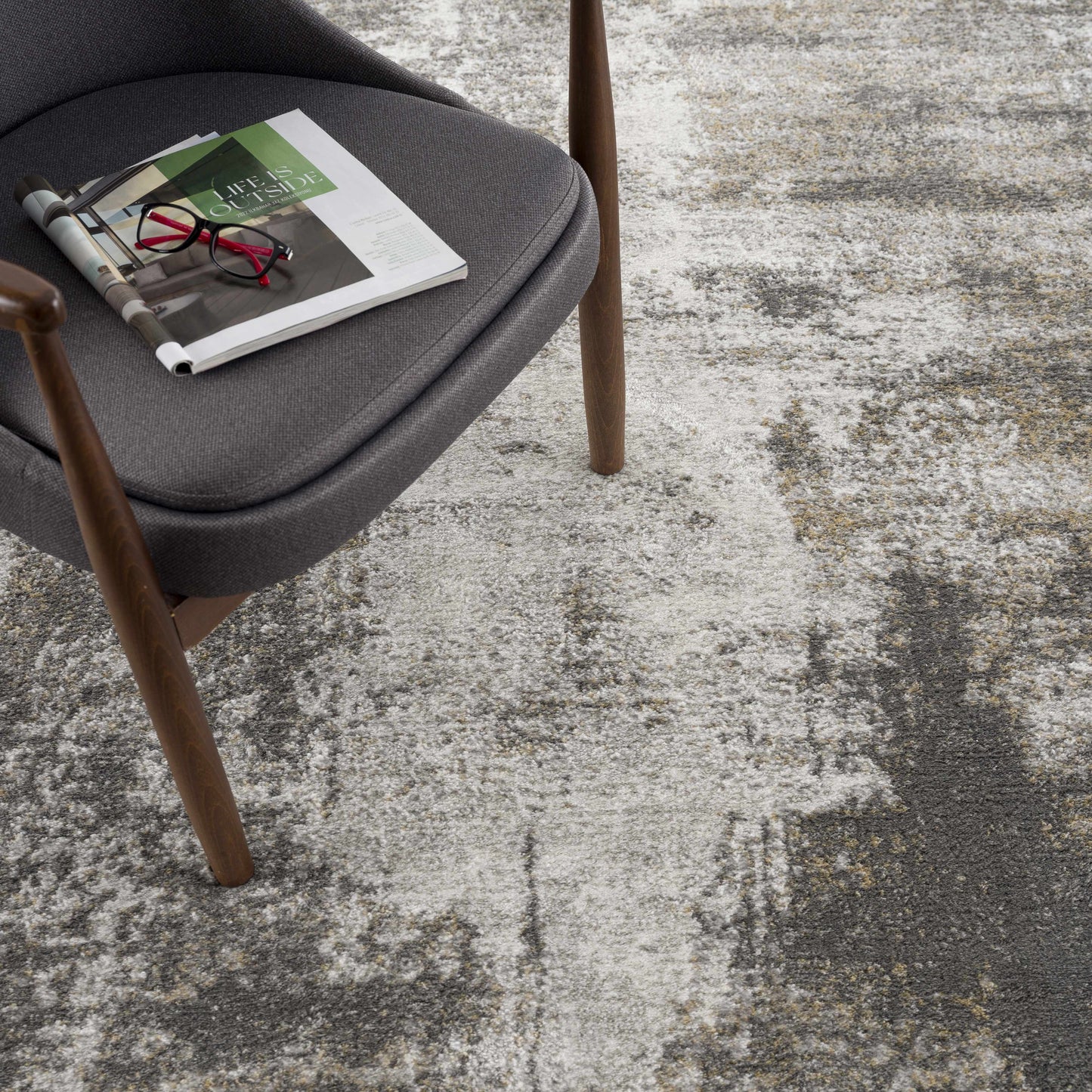 Liveree Gray Abstract Area Rug - Promo