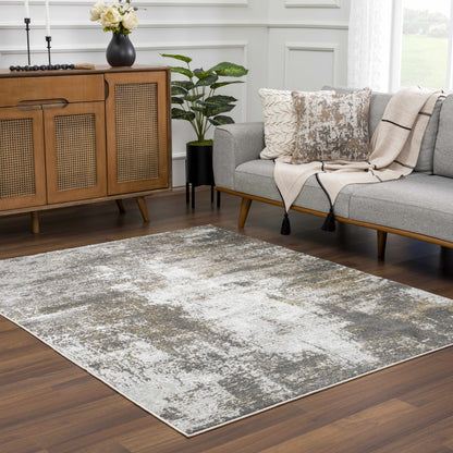 Liveree Gray Abstract Area Rug - Promo