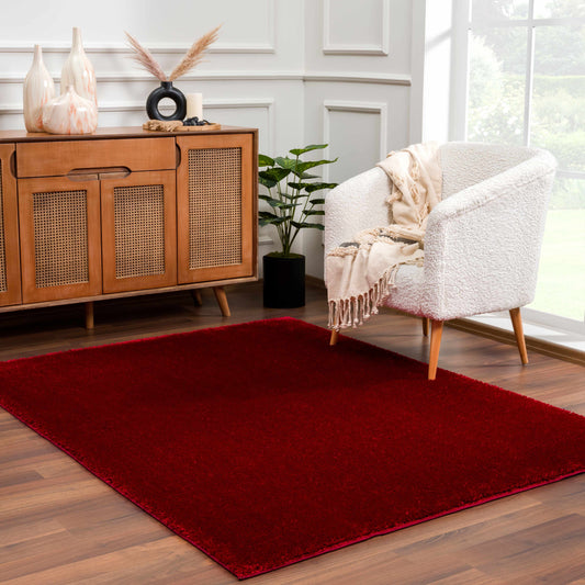 RUG SALE! Heavenly Solid Red Plush Rug - Clearance