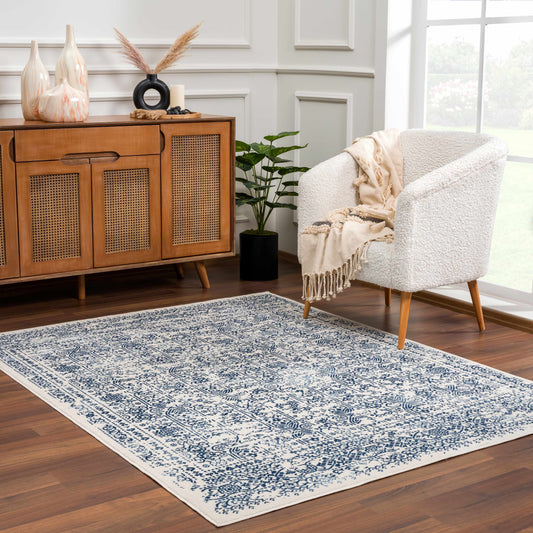 RUG SALE! Michie Blue Area Rug - White, Light Blue, Navy - Coastal Rugs - Clearance
