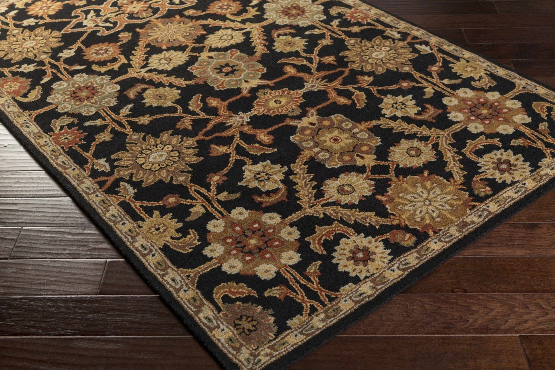 Salix Hand Tufted Black Wool Rug - Quahog Bay Bedding