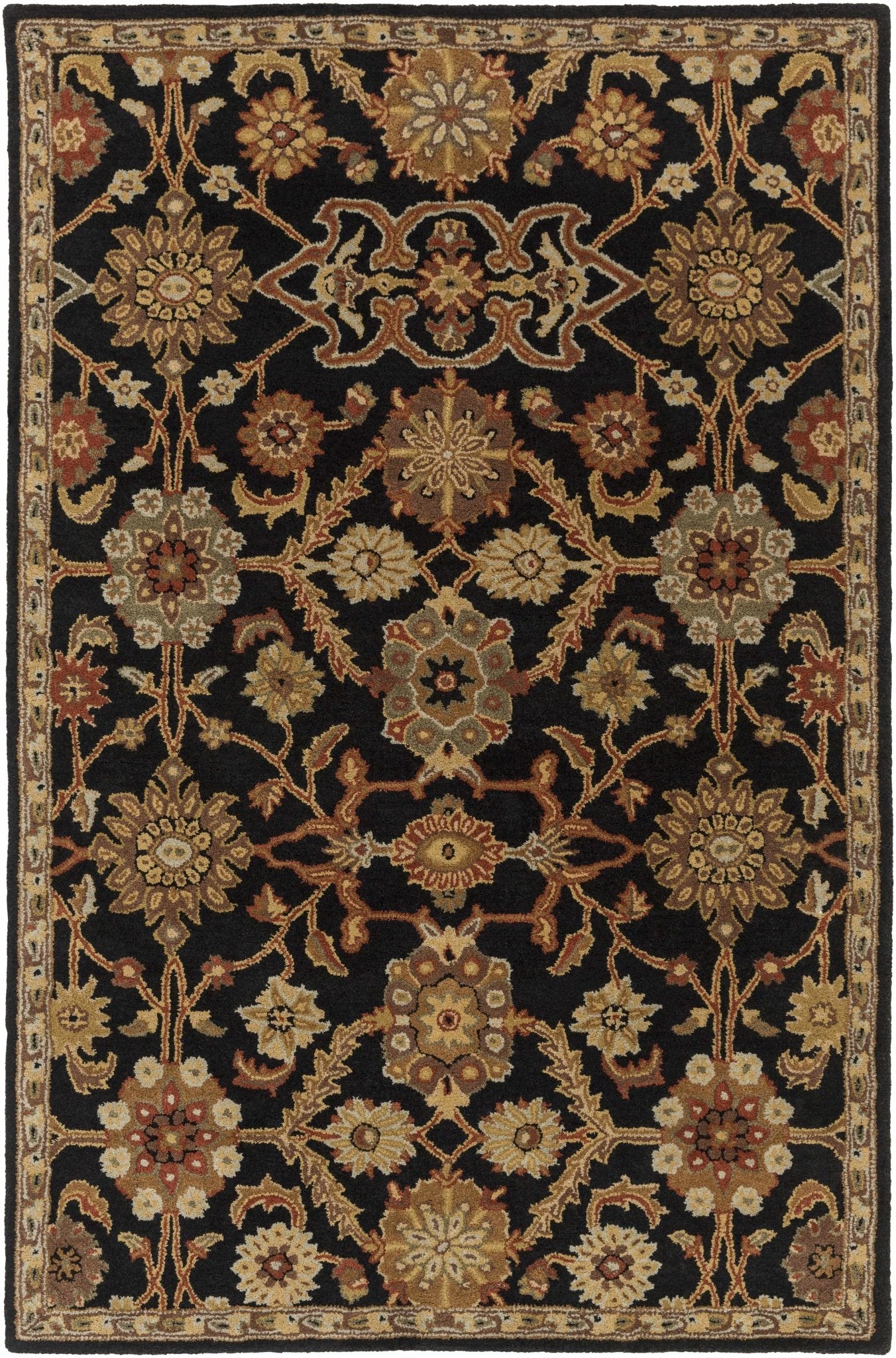 Salix Hand Tufted Black Wool Rug - Quahog Bay Bedding