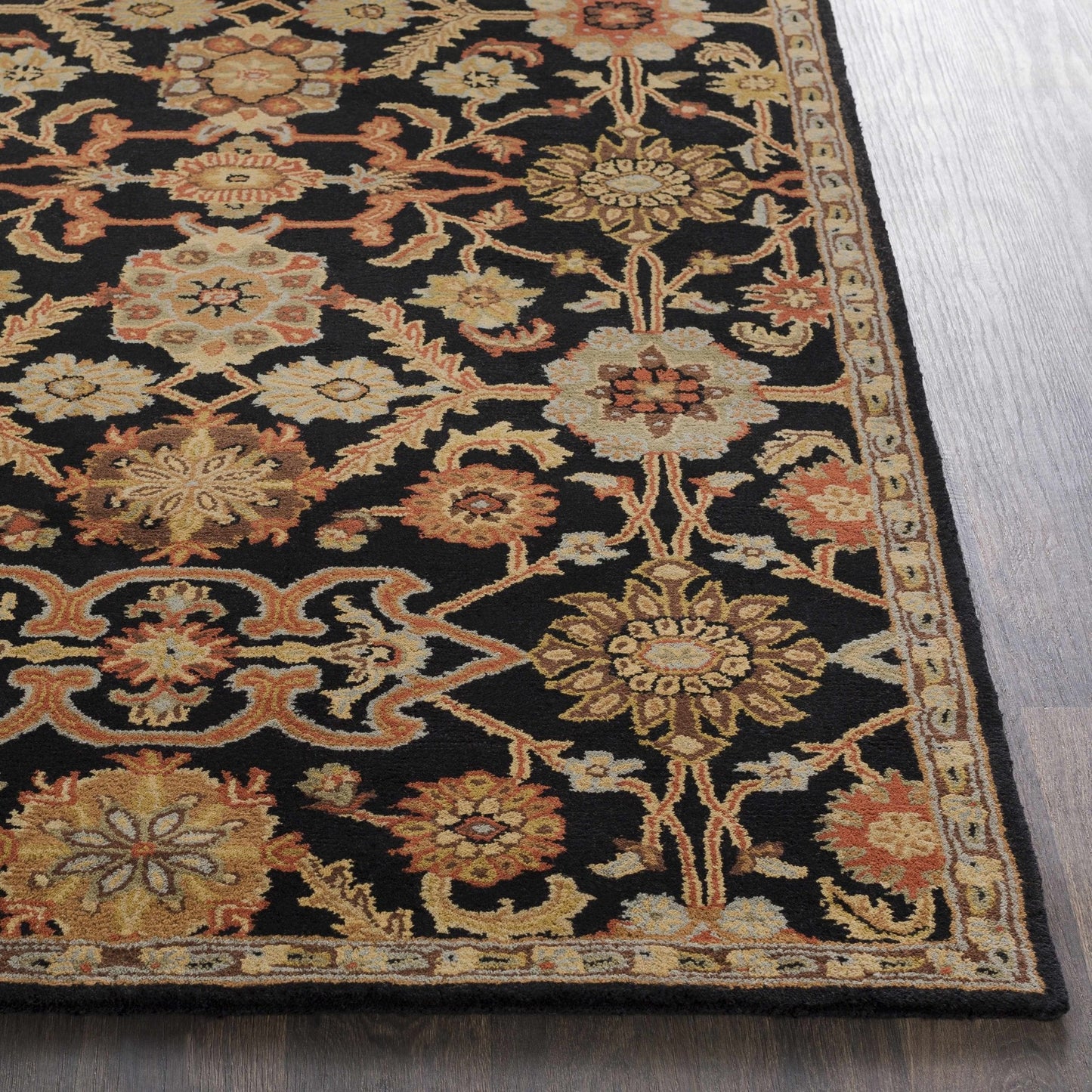 Salix Hand Tufted Black Wool Rug - Quahog Bay Bedding