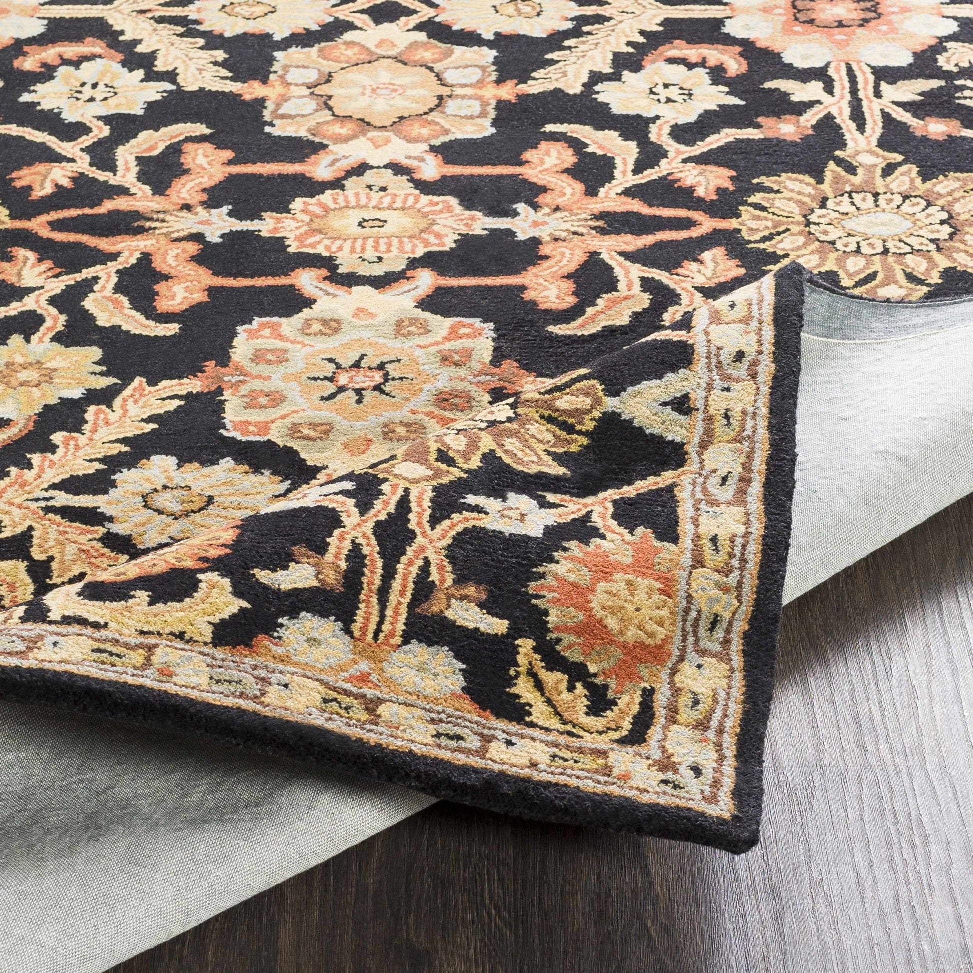 Salix Hand Tufted Black Wool Rug - Quahog Bay Bedding