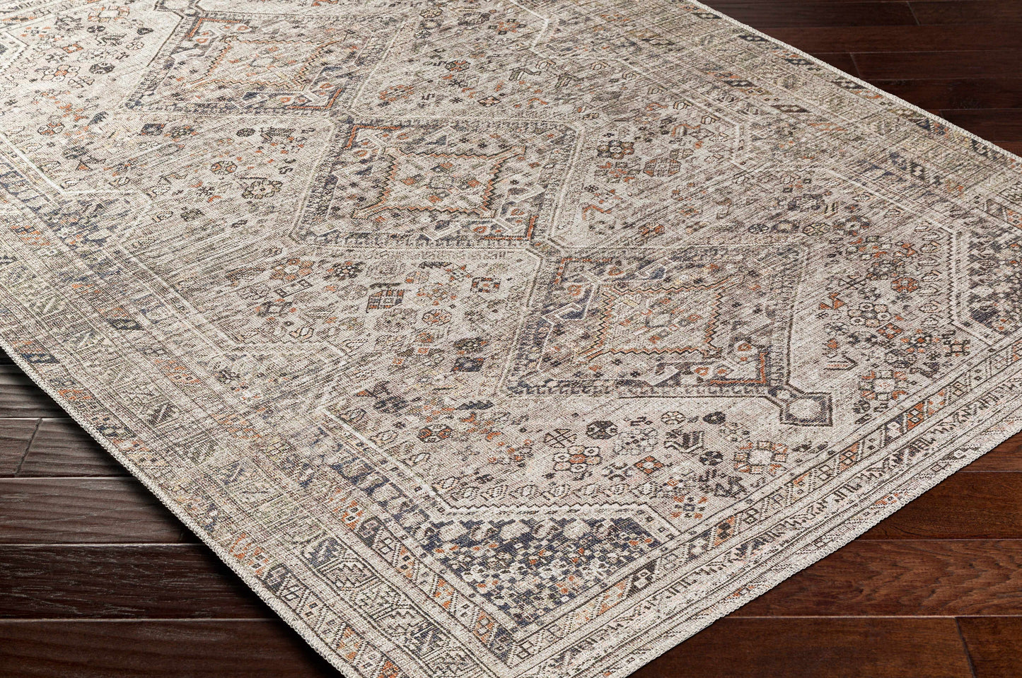 Barny Beige Flat Pile Washable Rug