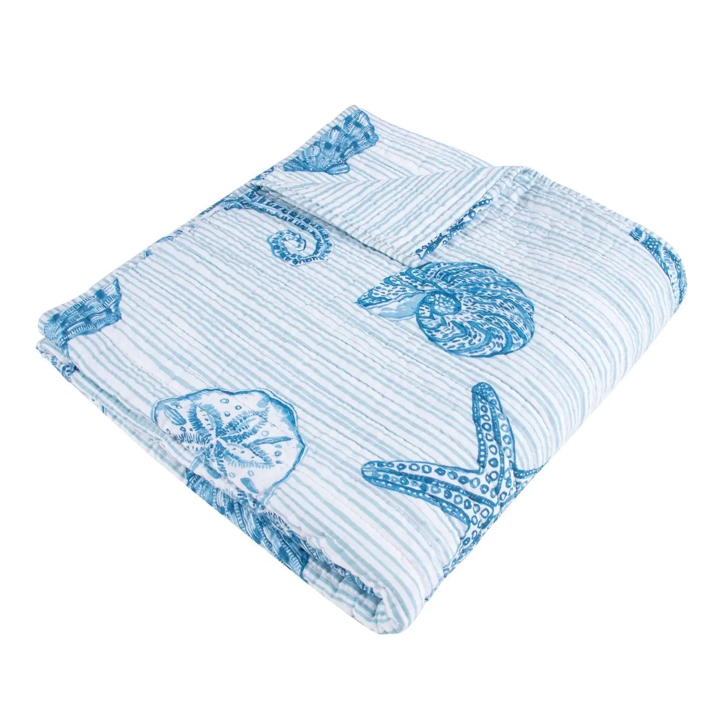 Sandy Cove Quilted Throw - Coastal Throw Blanket - Quahog Bay Bedding