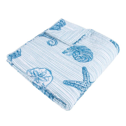 Sandy Cove Quilted Throw - Coastal Throw Blanket - Quahog Bay Bedding