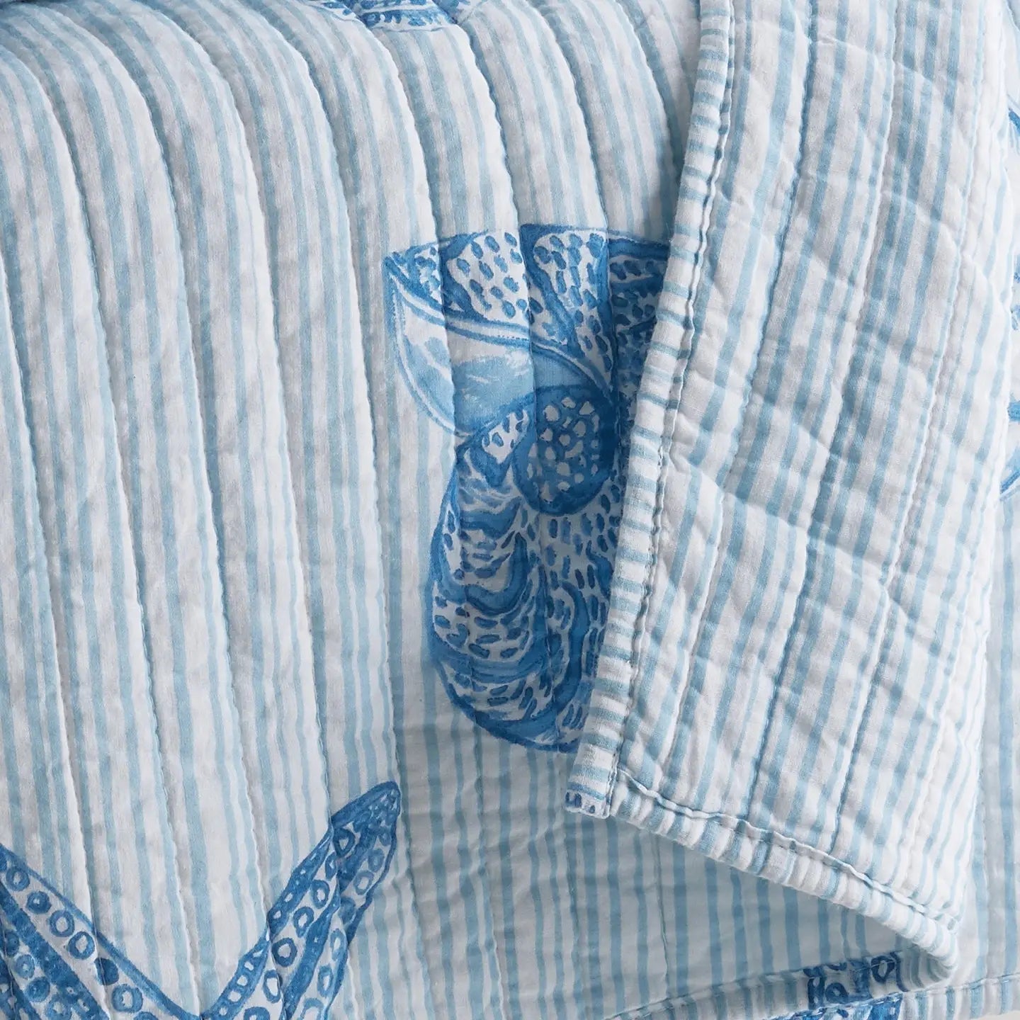 Sandy Cove Quilted Throw - Coastal Throw Blanket - Quahog Bay Bedding