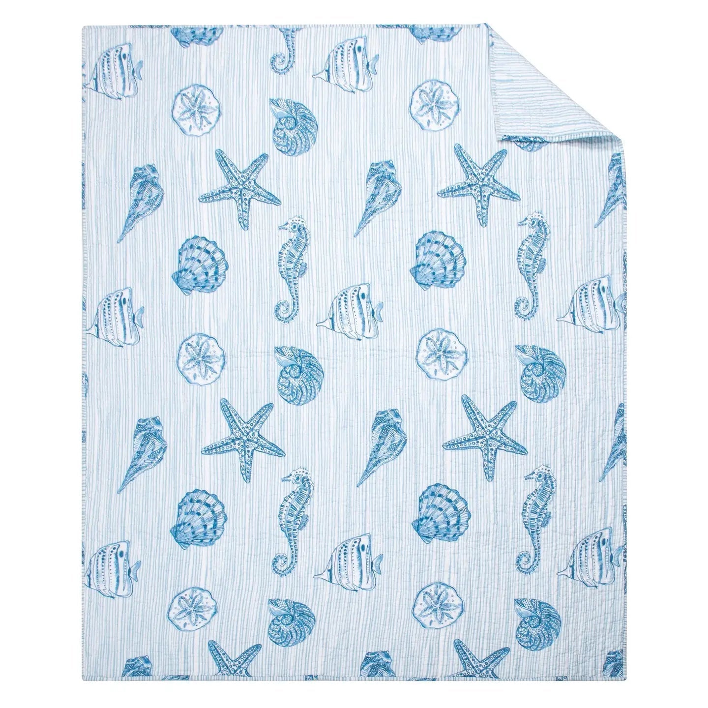 Sandy Cove Quilted Throw - Coastal Throw Blanket - Quahog Bay Bedding