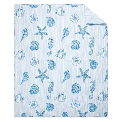 Sandy Cove Quilted Throw - Coastal Throw Blanket - Quahog Bay Bedding