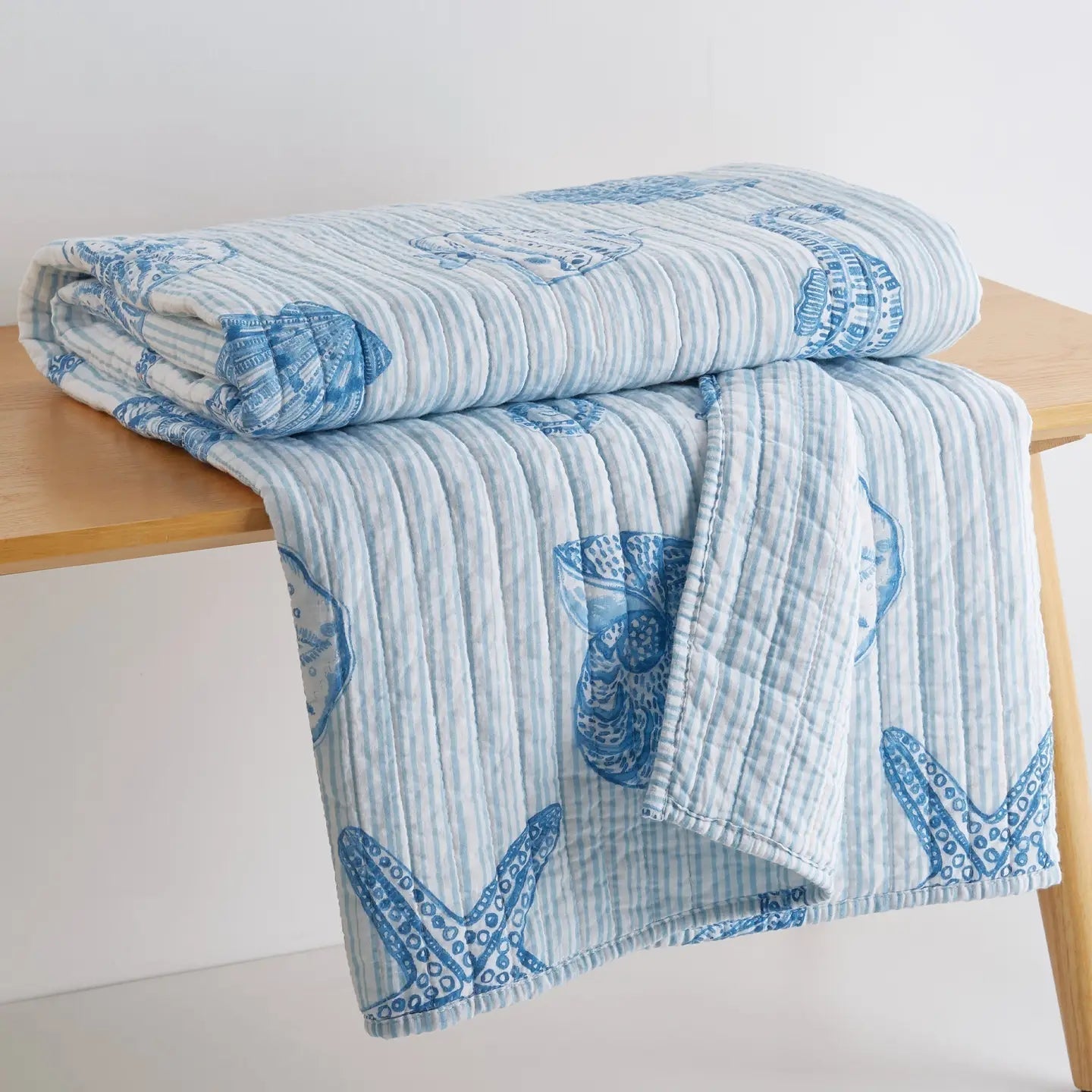 Sandy Cove Quilted Throw - Coastal Throw Blanket - Quahog Bay Bedding