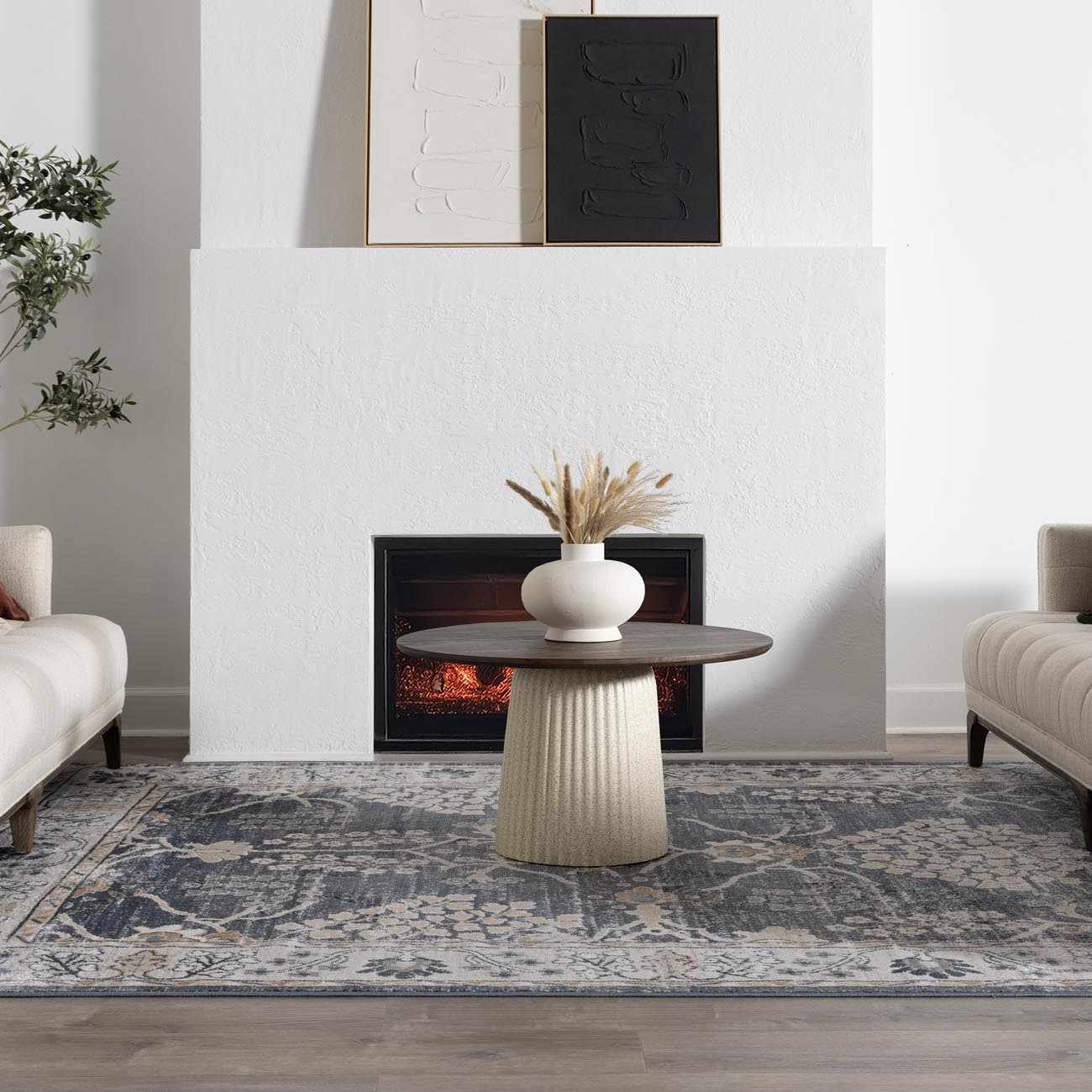 Scalby Demin & Cream Area Rug - Medium Pile - Quahog Bay Bedding