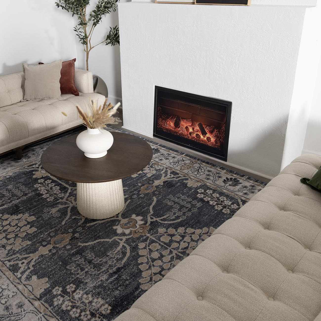 Scalby Demin & Cream Area Rug - Medium Pile - Quahog Bay Bedding