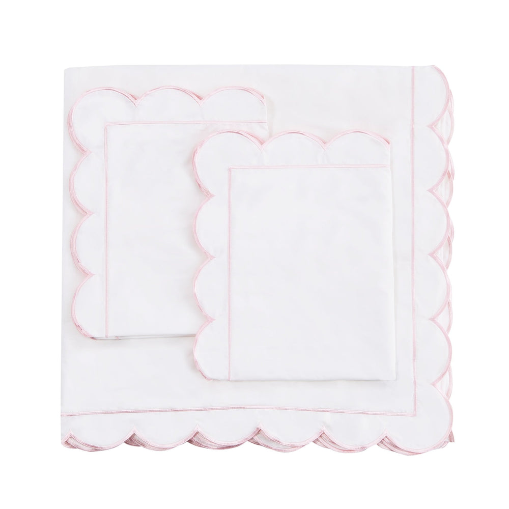Scallop Frame Embroidered Cotton Percale Duvet Set - Quahog Bay Bedding