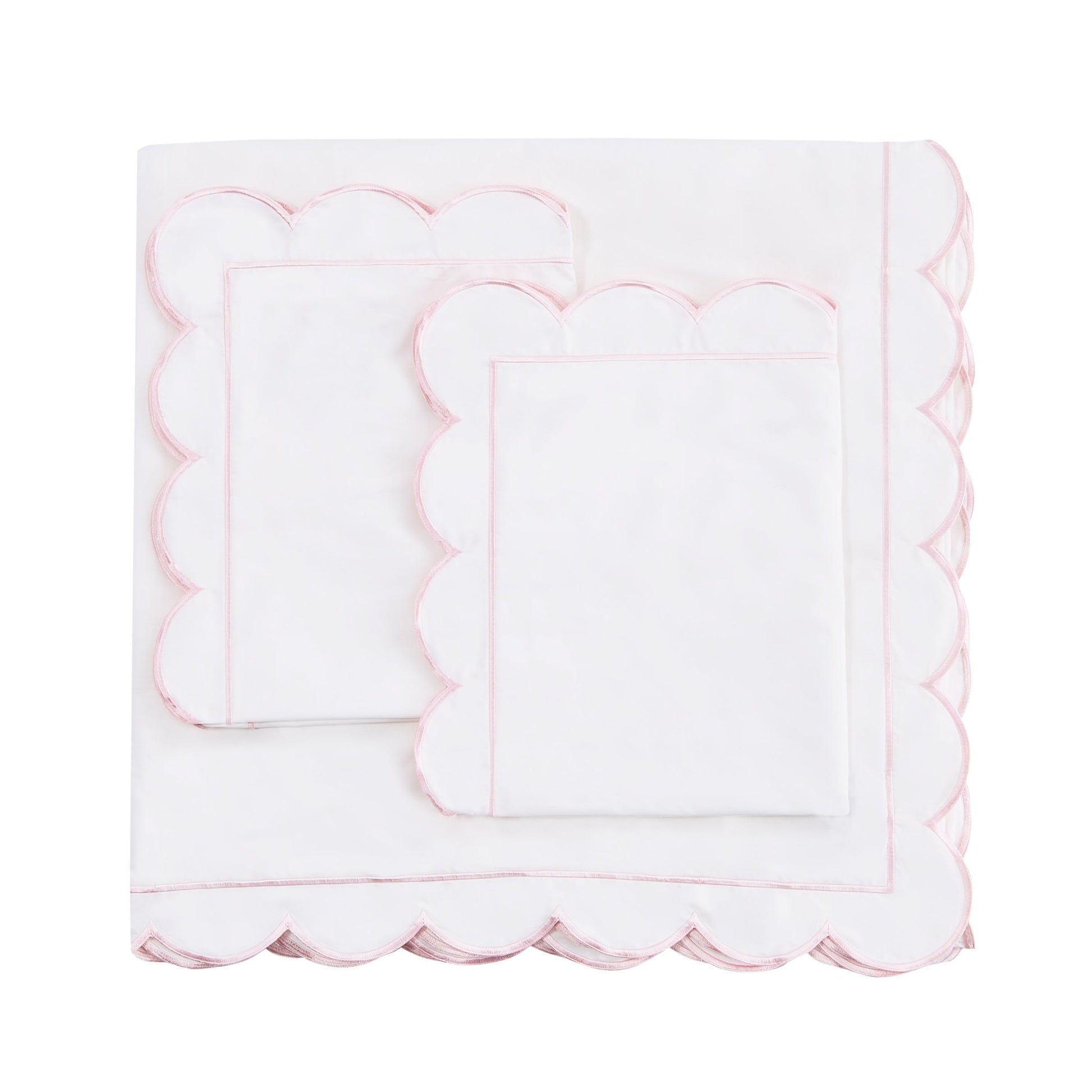 Scallop Frame Embroidered Cotton Percale Duvet Set - Quahog Bay Bedding