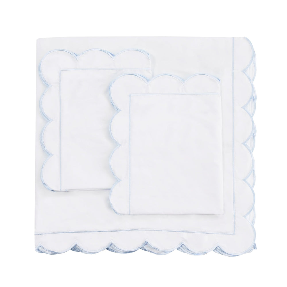 Scallop Frame Embroidered Cotton Percale Duvet Set - Quahog Bay Bedding