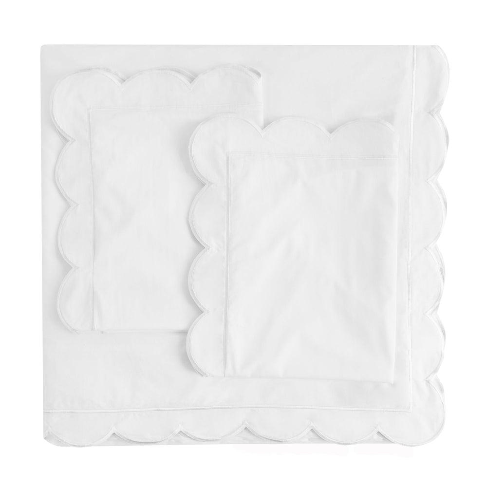 Scallop Frame Embroidered Cotton Percale Duvet Set - Quahog Bay Bedding
