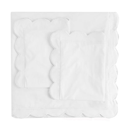 Scallop Frame Embroidered Cotton Percale Duvet Set - Quahog Bay Bedding