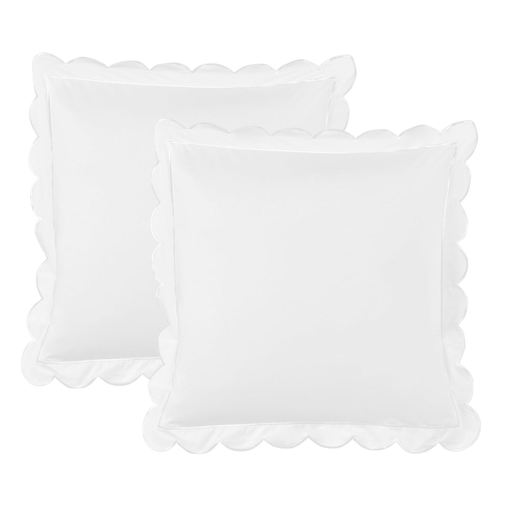 Scallop Frame Embroidered Cotton Percale Euro Sham Pair - Quahog Bay Bedding