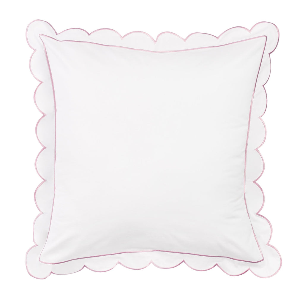 Scallop Frame Embroidered Cotton Percale Euro Sham Pair - Quahog Bay Bedding