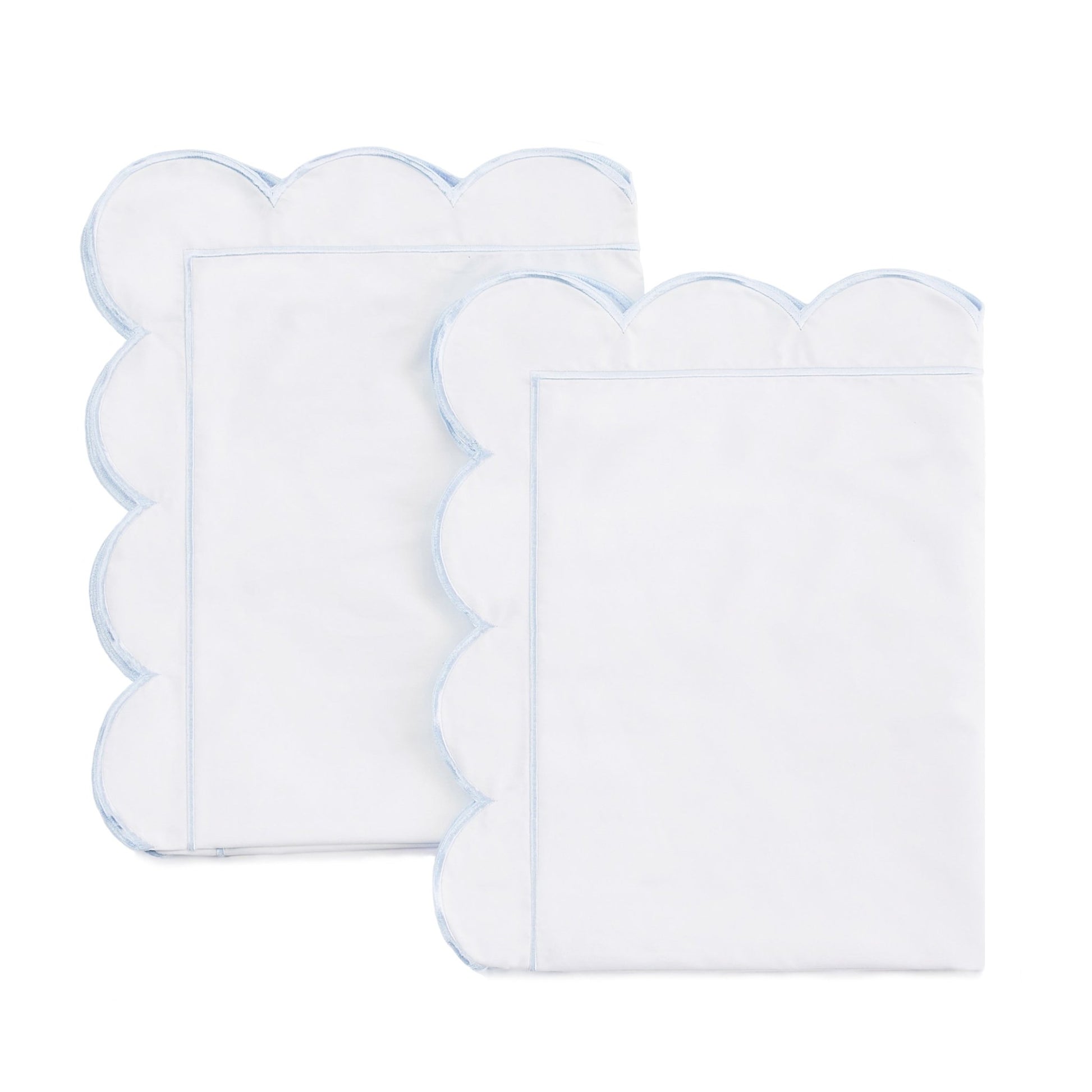 Scallop Frame Embroidered Cotton Percale Euro Sham Pair - Quahog Bay Bedding