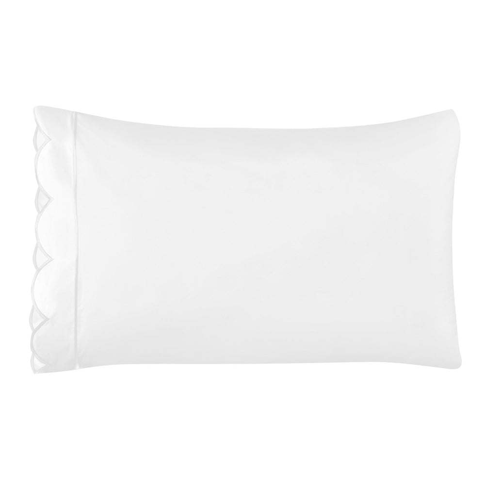 Scallop Frame Embroidered Cotton Percale Pillowcase Pair - Quahog Bay Bedding