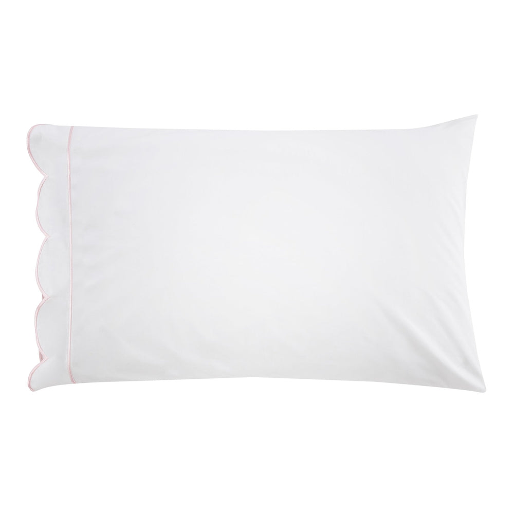 Scallop Frame Embroidered Cotton Percale Pillowcase Pair - Quahog Bay Bedding