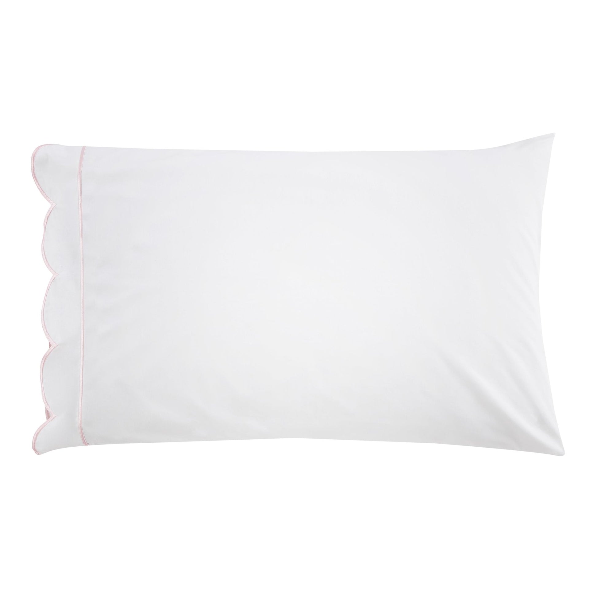 Scallop Frame Embroidered Cotton Percale Pillowcase Pair - Quahog Bay Bedding