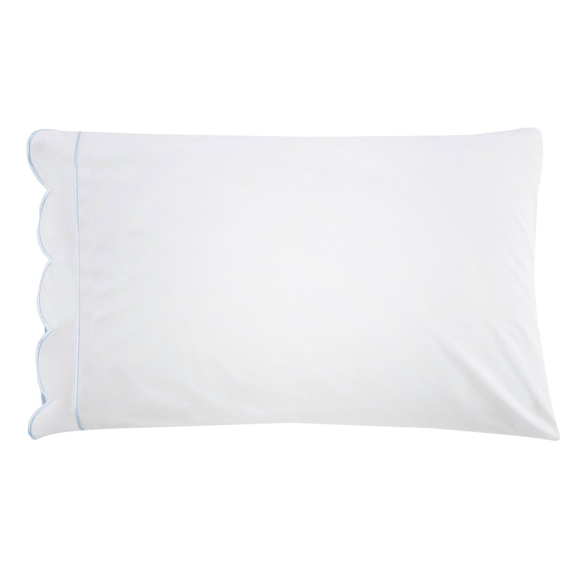 Scallop Frame Embroidered Cotton Percale Pillowcase Pair - Quahog Bay Bedding