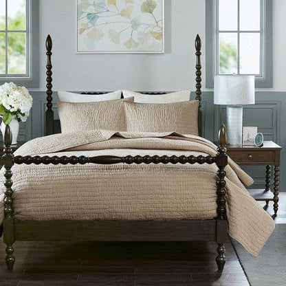 Madison Park Serene Thick & Warm All Cotton Quilt Set With Cotton Fill - Quahog Bay Bedding