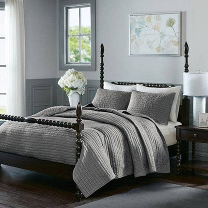 Madison Park Serene Thick & Warm All Cotton Quilt Set With Cotton Fill - Quahog Bay Bedding