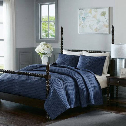 Madison Park Serene Thick & Warm All Cotton Quilt Set With Cotton Fill - Quahog Bay Bedding
