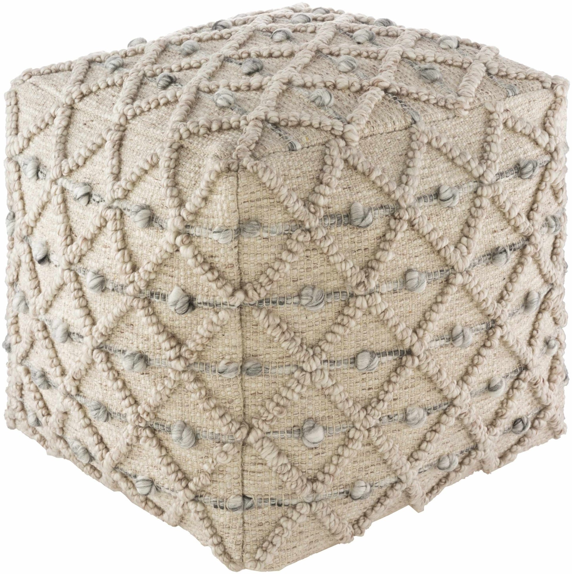 Serpentine Taupe Hand Woven Pouf - Quahog Bay Bedding