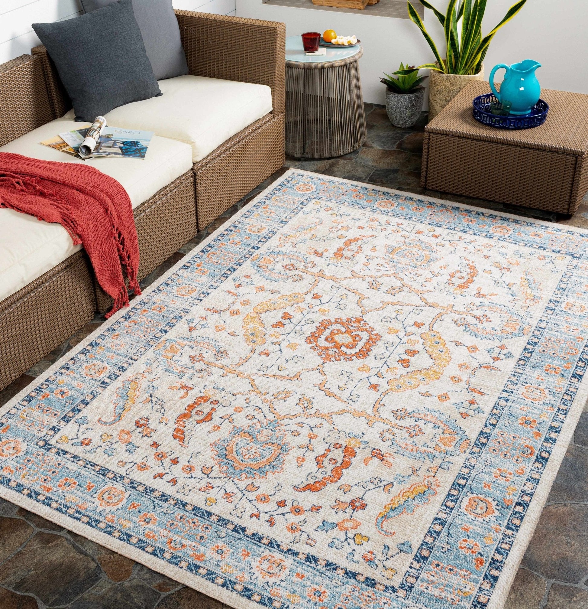Shafter Traditional Outdoor Area Rug - Quahog Bay Bedding