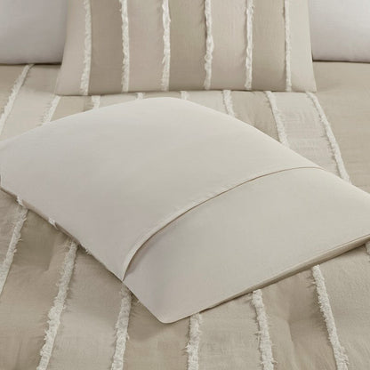 Shay 3 Piece Striped Cotton Comforter Set | Coastal Comforter Set | Taupe - Quahog Bay Bedding
