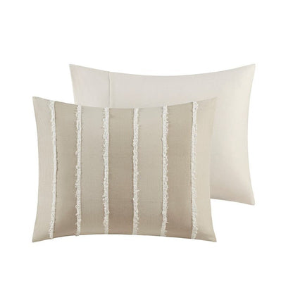 Shay 3 Piece Striped Cotton Comforter Set | Coastal Comforter Set | Taupe - Quahog Bay Bedding