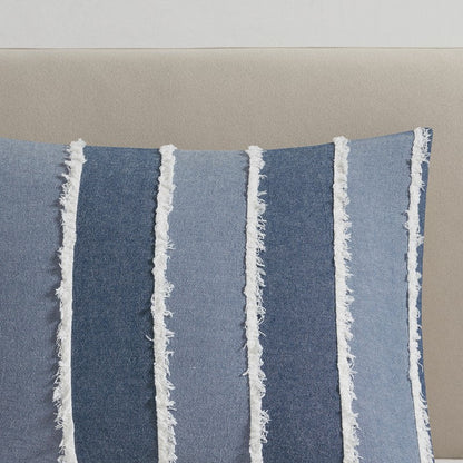 Shay 3 Piece Striped Cotton Comforter Set | Nautical Bedding Set | Blue - Quahog Bay Bedding