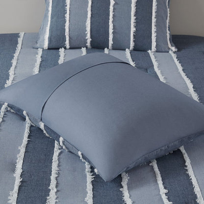 Shay 3 Piece Striped Cotton Comforter Set | Nautical Bedding Set | Blue - Quahog Bay Bedding