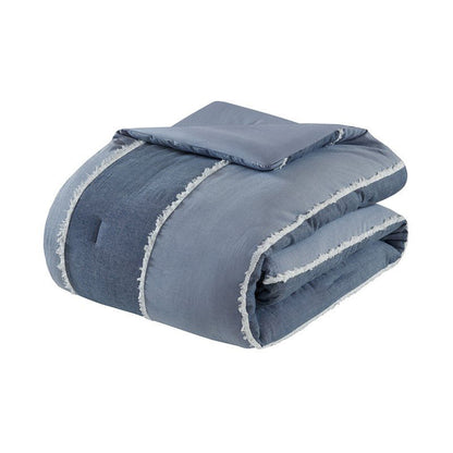 Shay 3 Piece Striped Cotton Comforter Set | Nautical Bedding Set | Blue - Quahog Bay Bedding