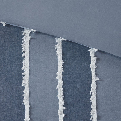 Shay 3 Piece Striped Cotton Comforter Set | Nautical Bedding Set | Blue - Quahog Bay Bedding