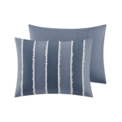 Shay 3 Piece Striped Cotton Comforter Set | Nautical Bedding Set | Blue - Quahog Bay Bedding