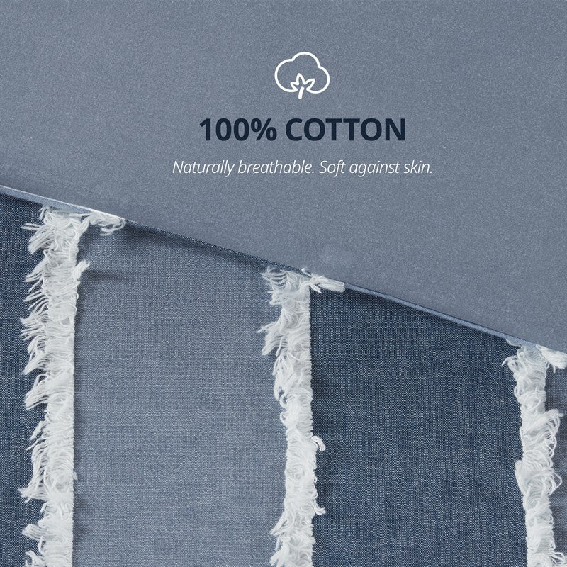 Shay 3 Piece Striped Cotton Comforter Set | Nautical Bedding Set | Blue - Quahog Bay Bedding