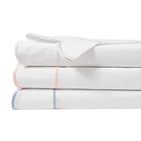 Coastal Scalloped Edge Embroidered 300TC Cotton Percale Sheet Set