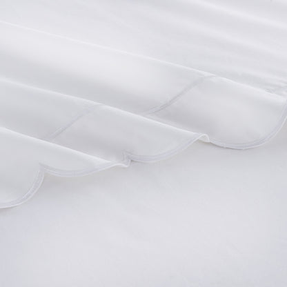 Coastal Scalloped Edge Embroidered 300TC Cotton Percale Sheet Set