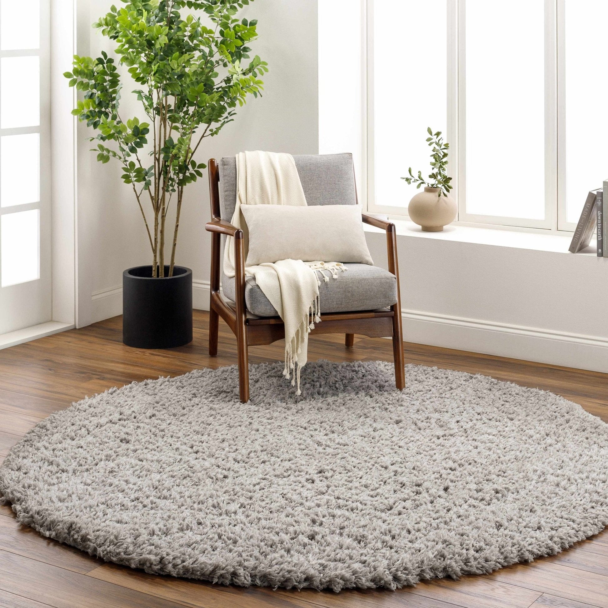 Siari Solid Medium Gray Shag Rug - Quahog Bay Bedding