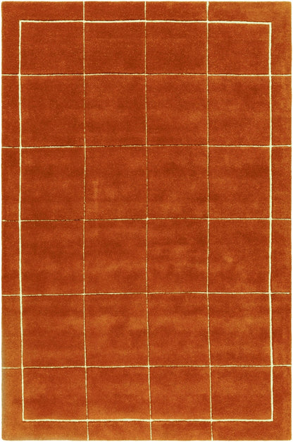 Siarl Burnt Orange Checkered Area Rug - Quahog Bay Bedding