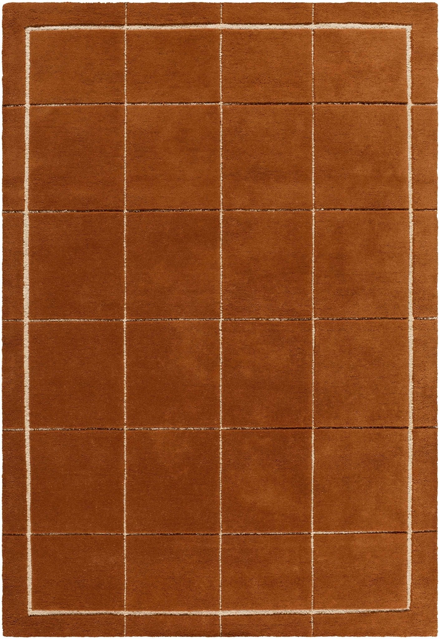 Siarl Burnt Orange Checkered Area Rug - Quahog Bay Bedding